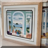 A08. Thomas McKnight window scene print. Frame: 35.5”h x 38.5”w